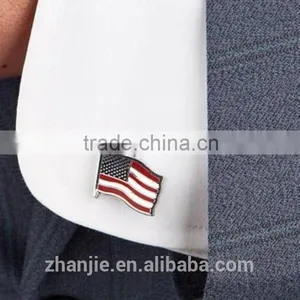 Stars and Stripes Enamel Stainless Steel Cuff Links American Flag Cuff Links thumbnail-1