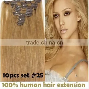 Indian Clip on Hair 22inch Straight Human Hair Gold Cheap Clip Hair Extension thumbnail-1