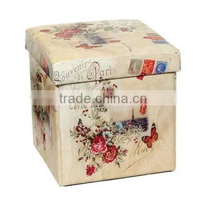 2016 Hotsales Vintage Folding Storage Stool Seating Box Ottaman thumbnail-2
