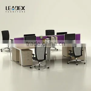 Modern Wooden Open 4 Person Modular Cubicle Modern Office Workstations thumbnail-1