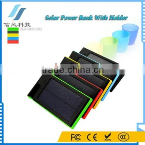 Yellow 5000mAh Dual USB Charger Power Bank Solar Charger With Holder thumbnail-2