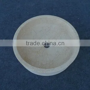 Galala Beige Marble Round Vessel Sink thumbnail-2