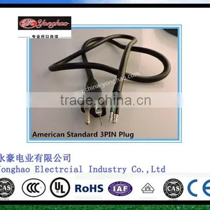 3 Pin Power Plug With High Quality Cable Wire Cord NEMA 5-15p 3 Pin Male Type and Female End thumbnail-1