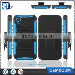 Top Selling 3 in 1 Silicone + PC Hybrid Kickstand Handy Outdoor Belt Clip Case For Alcatel One Touch Idol 4 Back Cover China thumbnail-6