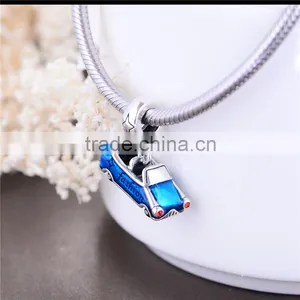 Fashional Car Enamle Sterling Silver Beads Charms Engraved Jewelry thumbnail-4
