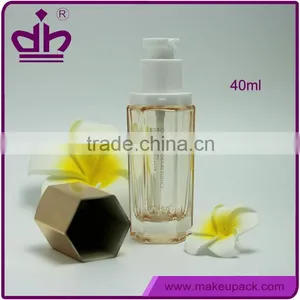 Hexagon Liquid Foundation 40ml Empty Mini Glass Bottles With Pump thumbnail-1