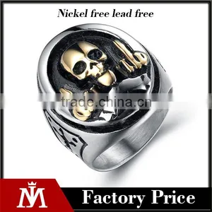 Hiphop Vintage Two Tone Devil Skull Ring thumbnail-1