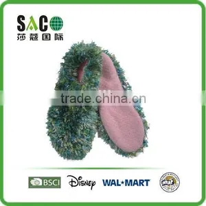 Green Colourful Long Hair Indoor Socks With Anti-slipper thumbnail-1