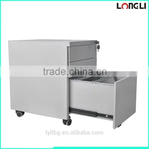 3 Drawers Movable Steel Filing Cabinet , Office Desk Under Mobile Pedstal thumbnail-5
