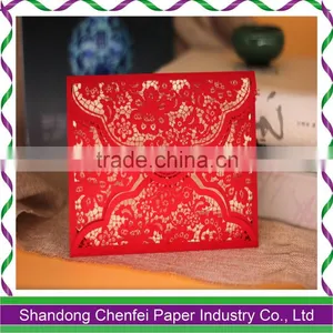 Timeless Romantic Wedding Card/Laser Cut Flower Lace Pocket Wedding Invitation Card Foldable Flats thumbnail-1