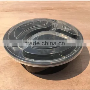 1000ml Round 3 Divided Disposable Plastic Food Container Microwave Safe thumbnail-4