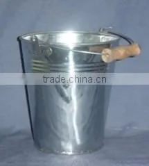 Galvanised Iron Bucket With Wooden Handle Knob Type thumbnail-1