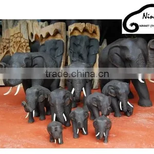 Wood Carved Elephant From Thailand thumbnail-3