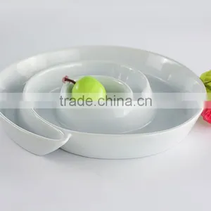 Hospitality Hotel Supply Candy Plate Round Porcelain Compartments Tray thumbnail-3