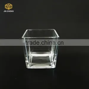 Square Glass Candle Holder, Glass Candle Jar, Glassware for Tealight thumbnail-1