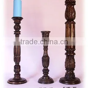Wood Piller Candle Stand, Hand Carved Wooden Candle Holder, Tall Wooden Candle Holder, Wedding Decoratiion Candle Holder thumbnail-1