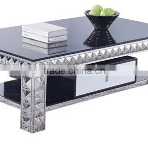 2015 Hot Selling Italian Design Stainless Steel Glass Top Coffee Table B6688 thumbnail-1