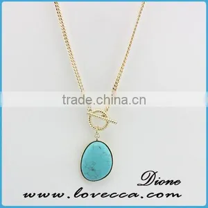 Natural Turquoise Colorful Stone Gemstone Pendant Women Irregular Necklace thumbnail-1
