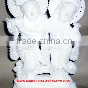 White Marble Radha Krishna God Murti thumbnail-1