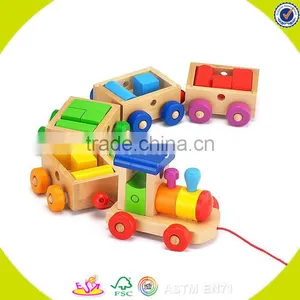 2017 Wholesale Baby Wooden Train Block Funny Kids Wooden Train Block Educational Children Wooden Train Block W05C071 thumbnail-1