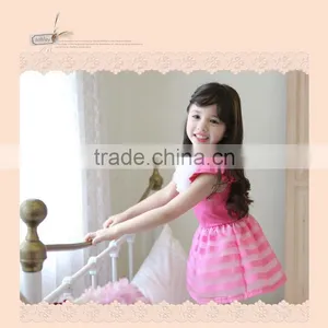 2015 Summer Girls Dress Girls Cute Princess Stripe Dress 3D Flower Boutique Party Costume Children Clothes Dress for Girl thumbnail-6