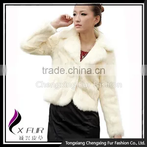 CX-G-A-201 Custom Fashion Rabbit Fur Long Sleeves Women Coat thumbnail-4