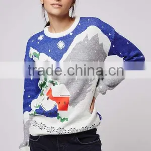 Adult Knitted Christmas Jumpers Snowflake Sweater Women thumbnail-3