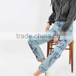 Ladies Fashion 100% Cotton Colored Blouse Frill Denim Shirts thumbnail-2