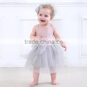 American Style Cotton Baby Girl Clothes 2017 Summer Bow Sequins Mesh Sundress New Frock Design Girl Child Dress thumbnail-2
