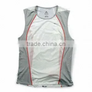 Men's Full Jacquard T-shirt With No Sleeve and Heat Transfer Printing, Made of 100% Polyester thumbnail-1