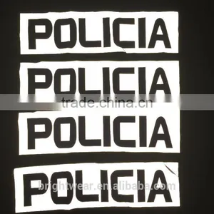 Relfective Policia With Blue Printing Reflective Letter be Heated on Vest for Spain Market thumbnail-1