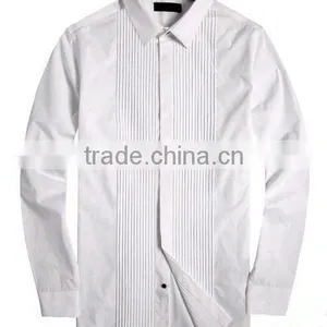 Exclusive Style 100%Cotton Men White Tuxedo Dress Shirt With Peaked Collar And14 Pleats Each Side thumbnail-2