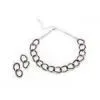 Custom Brass Fabric Jewelry Crystal Wedding Bridal Necklace Earring Sets for Women thumbnail-1