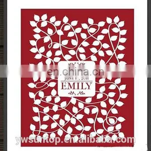 Falling In Love Leaves Fingerprint Signature Canvas Painting Wedding Attendance Album thumbnail-1
