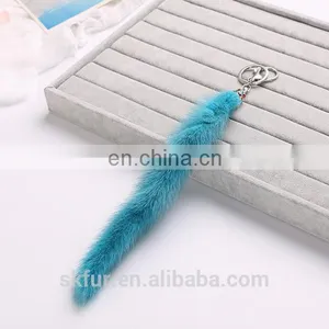Multicolor and Smooth Real Mink Fur Fairy Tail Keychain thumbnail-5