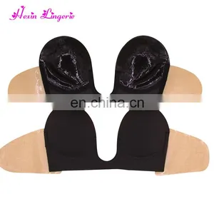 Smooth Black U Shape Magic Self Adhesive Backless Strapless Push up Bra thumbnail-2
