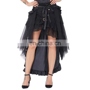 Belle Poque Steampunk Retro Victorian Punk Cincher Lace up Long Ruffle Open Pencil Skirt BP000206-1 thumbnail-1