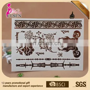Non-toxic Waterproof Tattoo Feature Blue and Silver Foil Tattoo Sticker Metal Temporary Tattoo Sticker thumbnail-1