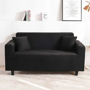 Black Brushed Elastic Stretch Sofa Cover Couch Cover Sofa Slipcovers thumbnail-1