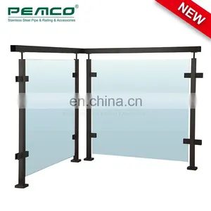 Hot Sale Balcony Post Railing Outdoor Terrace Stainless Steel Black Glass Balustrade Designs thumbnail-5
