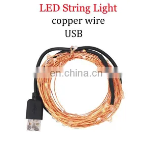 Home Decoration 100Leds/10Meters USB Rechargeable Copper Wire Led String Lights thumbnail-3