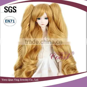 Long Dark Blue Synthetic Doll Wig With Two Curly Clip Ponytail thumbnail-2