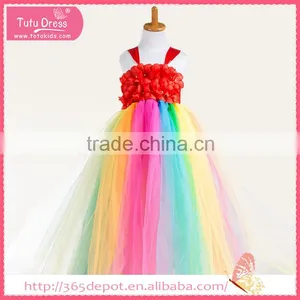 Floor Length Dress Multi Color Fluffy Dress With Rosette Decorated Gauze Dress Halloween Costume Supplier's Choice thumbnail-5