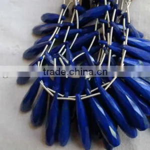 Blue Onyx All Color Chalcedony Long Drops Custom Cut Briollete Chicklets Drops Gemstones Cabochon Calibrated thumbnail-1