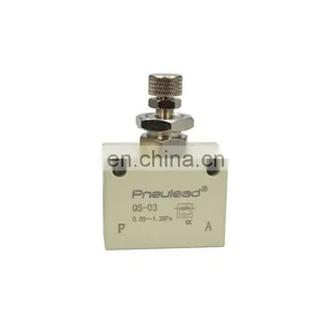 Pneulead Type QS-03 3/8'' Pneumatic Air Manual One Way Solenoid Throttle Flow Control Valve thumbnail-1