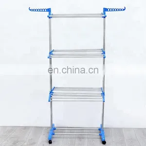 Foldable Stainless Steel Coats Towels Shirts Garment Drying Rack Clothes Folding Foldable Cloth Drying Rack thumbnail-4