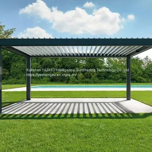 Yashengou Customized Rainproof Garden Buildings Vented Louvered Gazebo Electric Operated Pergola for Sun Coverage thumbnail-1