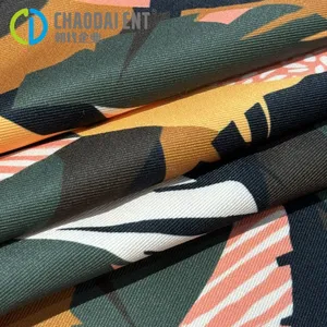 Eco-friendly Environmental Fabric 21S*21S 3/1Twill GRS Leaf Printed 100%RPET Recycled Polyester Canvas Fabric For Garment thumbnail-4