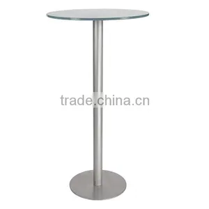 Straight Frame Glass Top Metal Bar Table thumbnail-1
