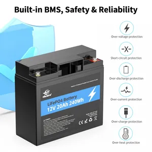 Deep Cycle 12v20ah Rechargeable Dry Charged Sealed Lead Acid Replacement Battery 12v 20ah Batteries for Electric Scooter thumbnail-2